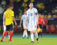 Lionel Messi durante el encuentro ante Colombia.