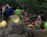 Cuenca 28 de marzo del 2022. La tarde de ayer se reportó un deslave, en la vía al P.N. Cajas, sector Marianza. Foto: API