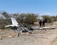 Los restos de la avioneta que se accidentó en la región de Ica, al sur de Perú.