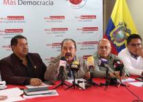 Quito, jueves 24 de julio del 2025. La rueda de prensa del Frente Unitario de los Trabajadores.