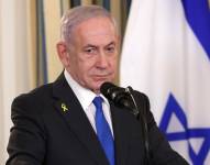 El primer ministro israelí, Benjamin Netanyahu, participa en una conferencia de prensa conjunta con el presidente de Estados Unidos, Donald Trump.