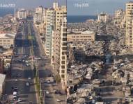 Antes y después de una reconocida plaza en Gaza