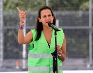 La ministra Inés Manzano en El Oro en febrero 2025.