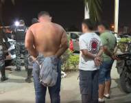 Foto de los tres secuestradores capturados por la Policía Nacional en Durán.