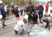 Familiares despidieron al ciclista Marcelo Luna.