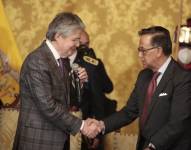 Guillermo Lasso y Diego Ordóñez en el Palacio de Carondelet.