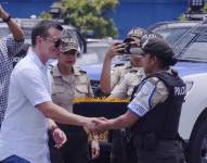 Daniel Noboa durante la entrega de patrulleros en Guayaquil el 14 de marzo de 2025.