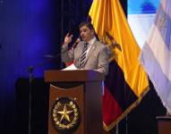 El alcalde de Guayaquil, Aquiles Álvarez, durante la sesión solemne de este jueves 9 de octubre.