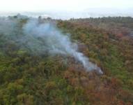 Imagen de incendio forestal en Cerro Colorado, norte de Guayaquil.
