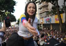 Imagen del 9 de enero de 2025 de un evento masivo en Caracas donde participó María Corina Machado.