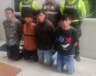 Los cuatro sospechosos detenidos por la Policía Nacional.