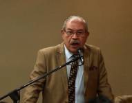 Expresidente de Aucas, Ramiro Montenegro, en rueda de prensa