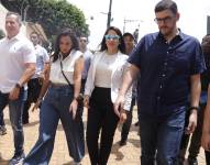 Imagen de agosto de 2023. La prefecta del Guayas, Marcela Aguiñaga; la presidenta de la RC, Luisa González, y el alcalde de Guayaquil, Aquiles Álvarez.