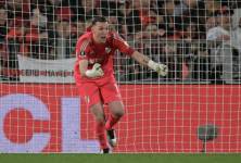 El portero de River Plate, Franco Armani, celebra la clasificación de su equipo a los cuartos de final de la Copa Libertadores