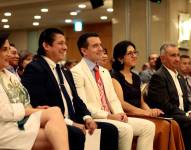 Daniel Noboa durante un evento con la comunidad ecuatoriana en Japón