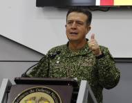 El comandante de las fuerzas militares de Colombia, Almirante Francisco Cubides, fue registrado este jueves, 13 de marzo, durante una rueda de prensa, en Bogotá (Colombia).