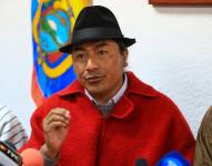 Foto de archivo del presidente de la Confederación de Nacionalidades Indígenas de Ecuador (Conaie), Leonidas Iza. EFE/ José Jácome