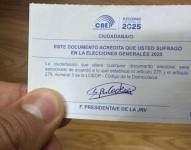 Imagen de certificado de votación Ecuador.