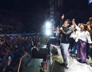 Daniel Noboa durante el cierre de campaña electoral en Quito.