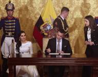 El presidente Daniel Noboa posesiona a su gabinete ministerial.