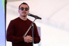 Daniel Noboa en un evento público en el Cantón Mejía.
