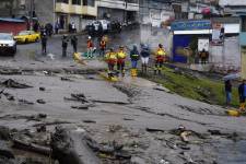Quito 2 de abril 2024. Deslave en el sector de la comuna, la Gasca. Calle Antonio Herrera y José Berrutieta.