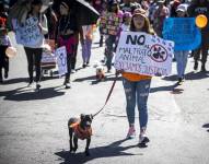 Personas en la marcha por el maltrato animal