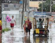 Imagen de sectores anegados en Santa Lucía, cantón de la provincia del Guayas, el 20 de febrero de 2024.