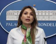 Quito, jueves 24 de julio del 2025. Una rueda de prensa de Carolina Jaramillo.