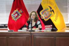 La jueza Camacho en una sala de la Corte Nacional.