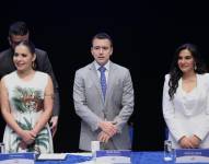 Entrega de credenciales al presidente Daniel Noboa y vicepresidenta Verónica Abad, en el teatro Sucre de Quito.