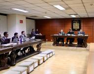 La audiencia en la Corte Nacional de Justicia, en el norte de Quito.