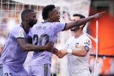 Vinícius Júnior en un partido con el Real Madrid contra el Valencia