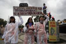 Mujeres protestan contra la violencia machista en Colombia en una foto de archivo.