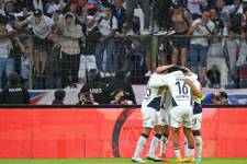 Jugadores de Liga de Quito celebran la victoria ante Botafogo por la Copa Libertadores