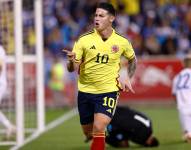 James Rodríguez, celebrando uno de los cuatro goles.