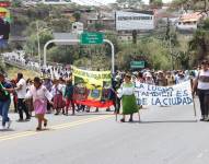 Imagen de la protesta de comunidades campesinas en Ibarra, el jueves 25 de septiembre de 2025, por la eliminación del subsidio al diésel.