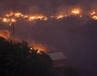 Fotografía de casas afectadas por un incendio en el cerro Forestal de Viña del Mar (Chile).