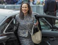 María Corina Machado llega al Grand Hotel tras su audiencia en el Palacio de Oslo, Noruega, el 12 de diciembre de 2025.