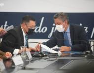 Iván Saquicela, presidente de la Corte Nacional de Justicia, y Fausto Murillo, titular del Consejo de la Judicatura.