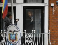 Imagen de Archivo de Julian Assange en la embajada de Ecuador en Londres