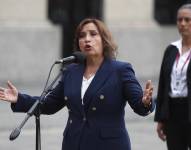 La nueva presidenta de Perú, Dina Boluarte, en declaraciones, en el Palacio de Gobierno en Lima (Perú).