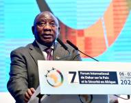 DAKAR, Senegal.- Cyril Ramaphosa en el Foro Internacional sobre Paz y Seguridad.