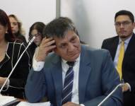 Quito, lunes 23 de junio de 2025. Wilson Toainga en la Comisión de Fiscalización de la Asamblea Nacional.