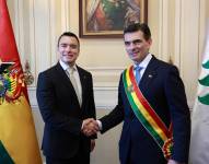 Noboa saluda con Esteban Paz, flamante presidente de Bolivia.