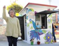 Martha Yumbay recibió el kiosko que fue destruido durante el paro.
