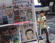 Vista de las portadas de periódicos mexicanos que muestran la noticia de la captura de Ismael El Mayo Zambada, en la Ciudad de México, México, el 26 de julio de 2024.