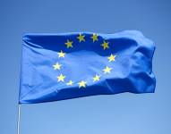 Bandera de la Unión Europea en Frankfurt, Alemania.