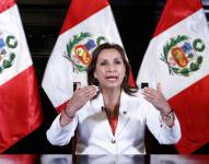 La mandataria de Perú, Dina Boluarte, durante una alocución, en Lima.