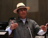 Rodrigo Collaguazo durante una de sus intervenciones en el Pleno de la Asamblea Nacional.